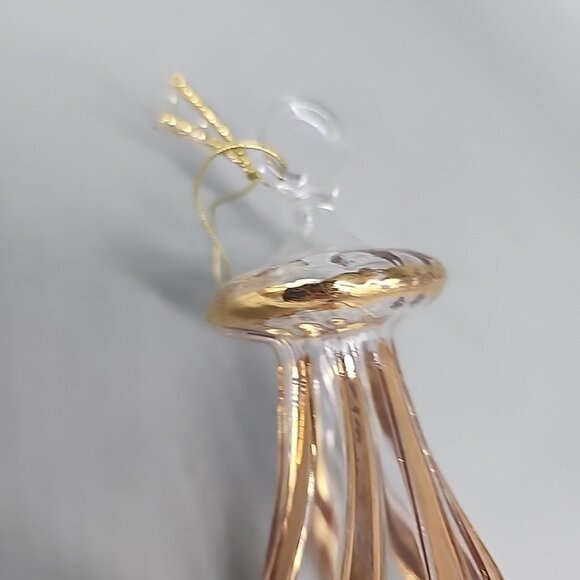 Vintage Glass Icicle Ornament Gold Clear 9.5" Christmas - Picture 2 of 5